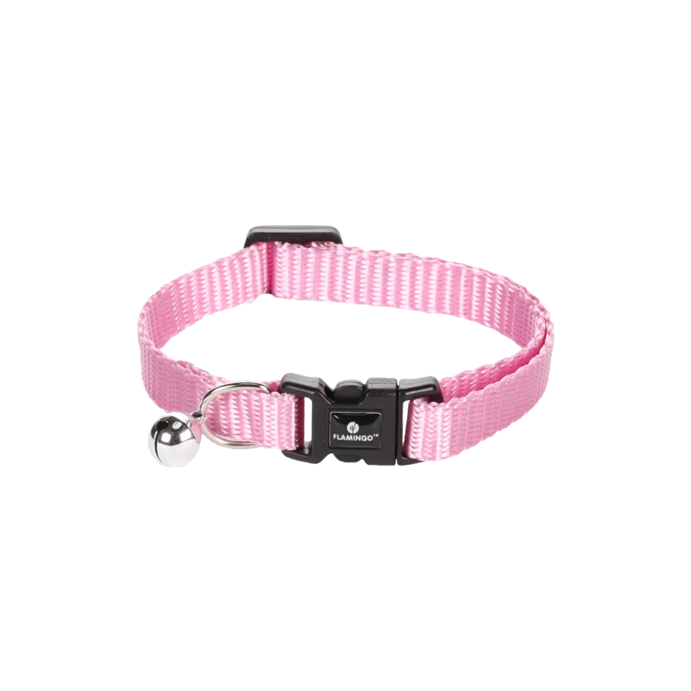 Collier réglable pour chat avec clochette couleur rose