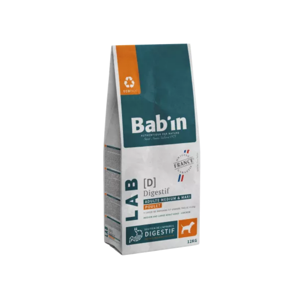 Sac de croquette Bab'in LAB digestif pour chien adulte medium et maxi, au poulet