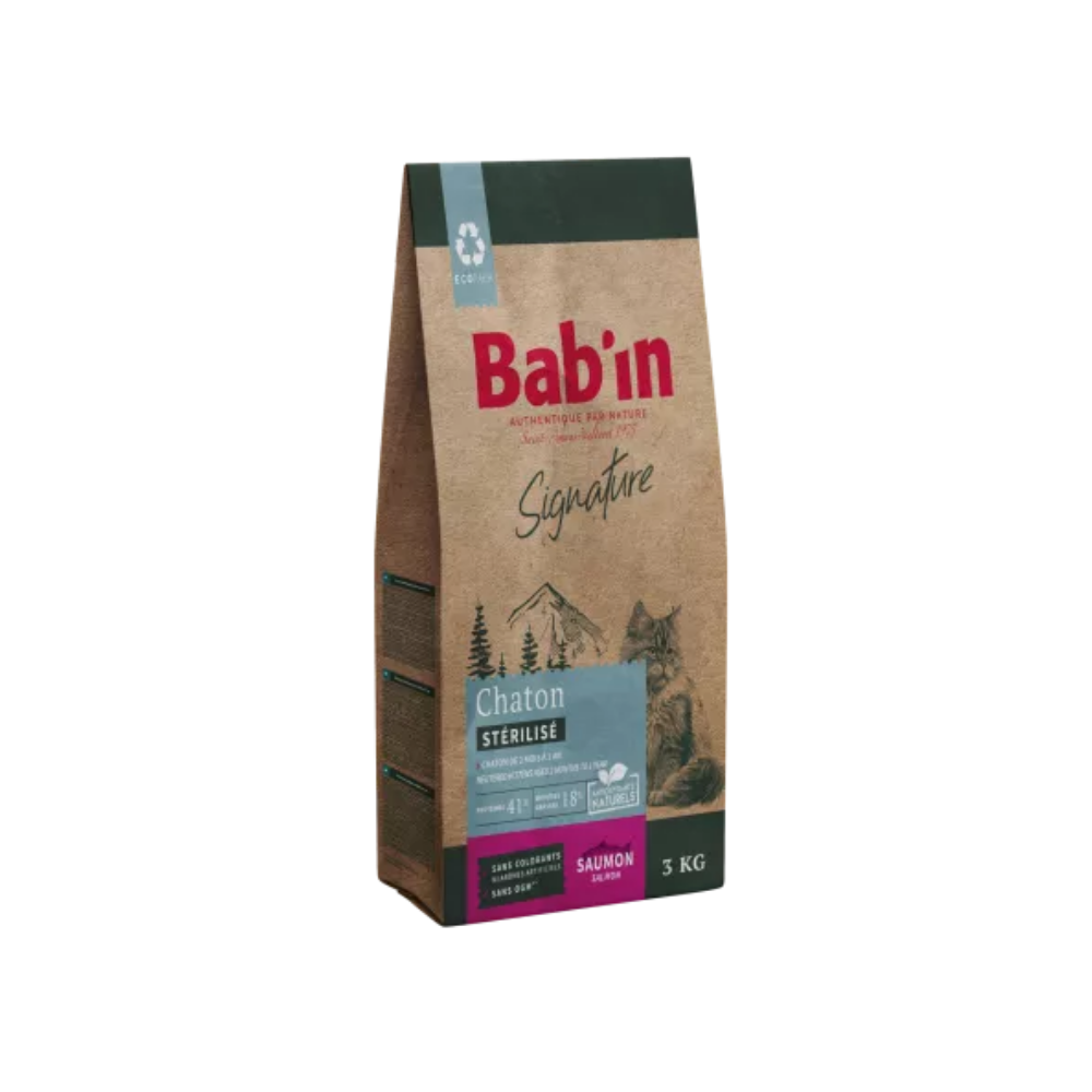 Sac de croquette Bab'in Signature pour chaton stérilisé, au saumon