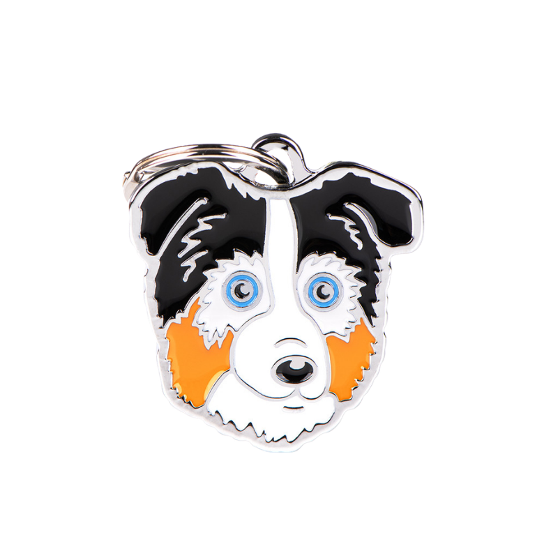 Médaille pour chien forme berger australien bleu merle