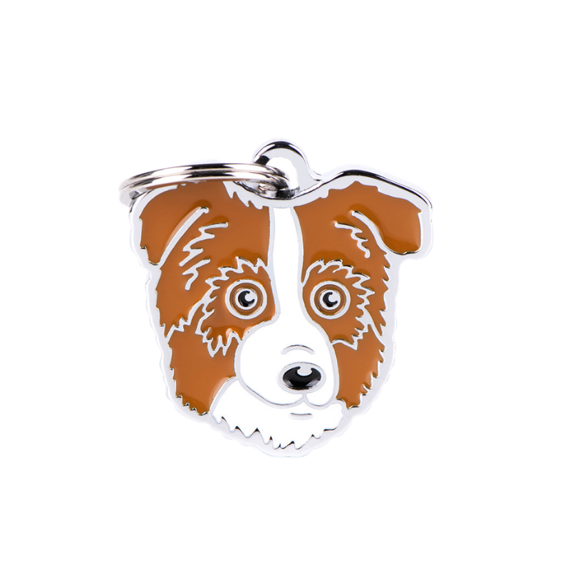 Médaille pour chien forme berger australien marron