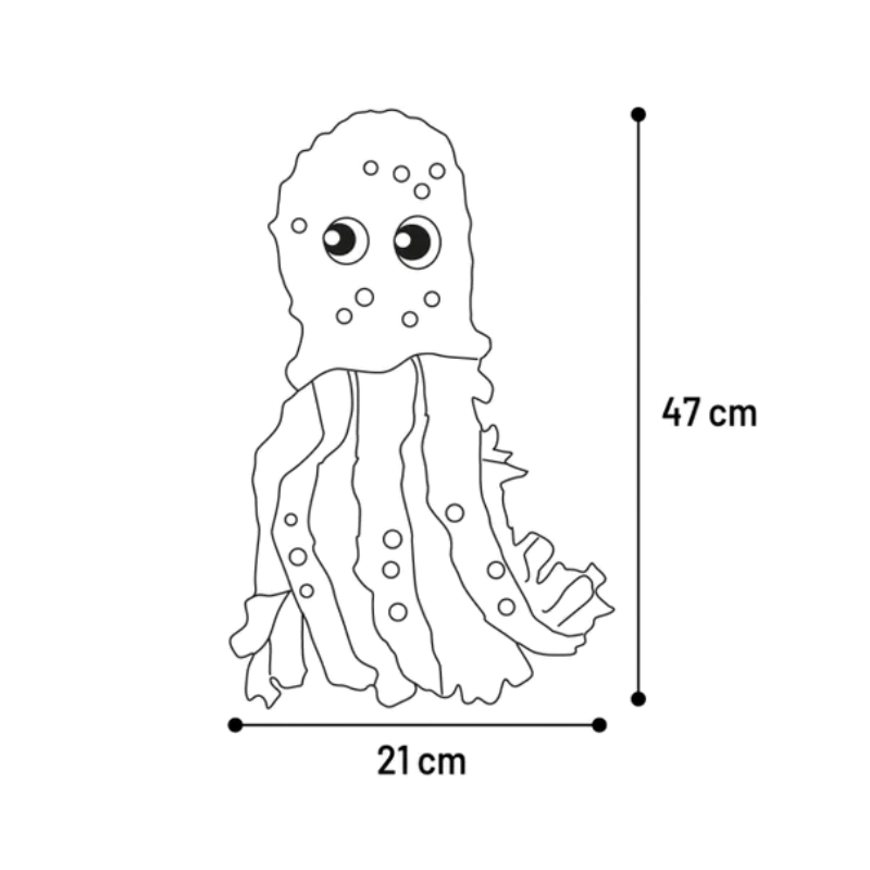 Dimension du tapis de fouille en forme de poulpe : 21cm L x 14cm l x 47cm H